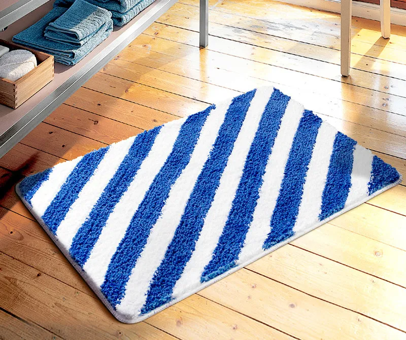 1PC 45x65CM Modern Stripe Blue Carpet Absorbent Slip resistant Vacuum