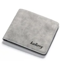 New Men Retro Frosted PU Wallet Two Folding Male Purse Credit Card Holder Solid Color Short Wallet purse and wallet 1