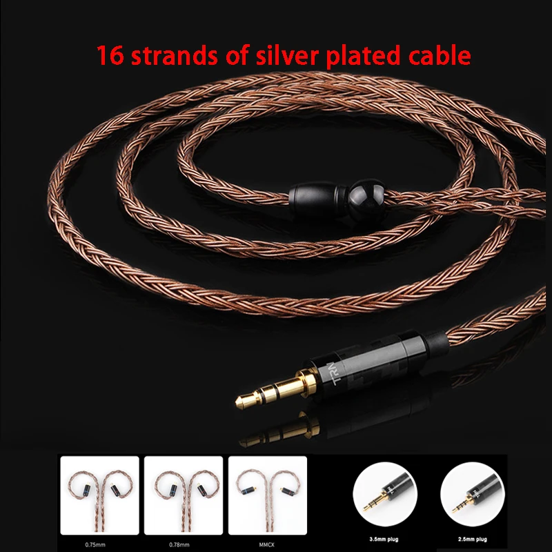 

16 Strands Earphone Cable MMCX for Shure SE215 SE535 0.78mm 2PIN for Weston TFZ W4r Um3x 0.75mm for V10 ES3 ZSA ZS6 3.5mm/2.5mm