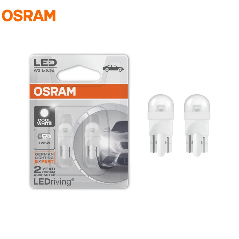 

OSRAM T10 LED 2780CW W5W LEDriving BASIC 12V 0.5W 6000K Cool White Interior Lamps Turn Signal Light Retrofit Bulbs Pair