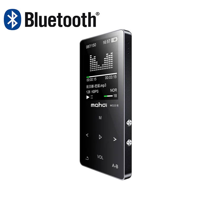 Металлический Bluetooth MP3-плеер 1,8 дюймов сенсорные клавиши fm-радио Запись голоса видео электронная книга тонкий музыкальный плеер без потерь Walkman - Цвет: Black with Bluetooth