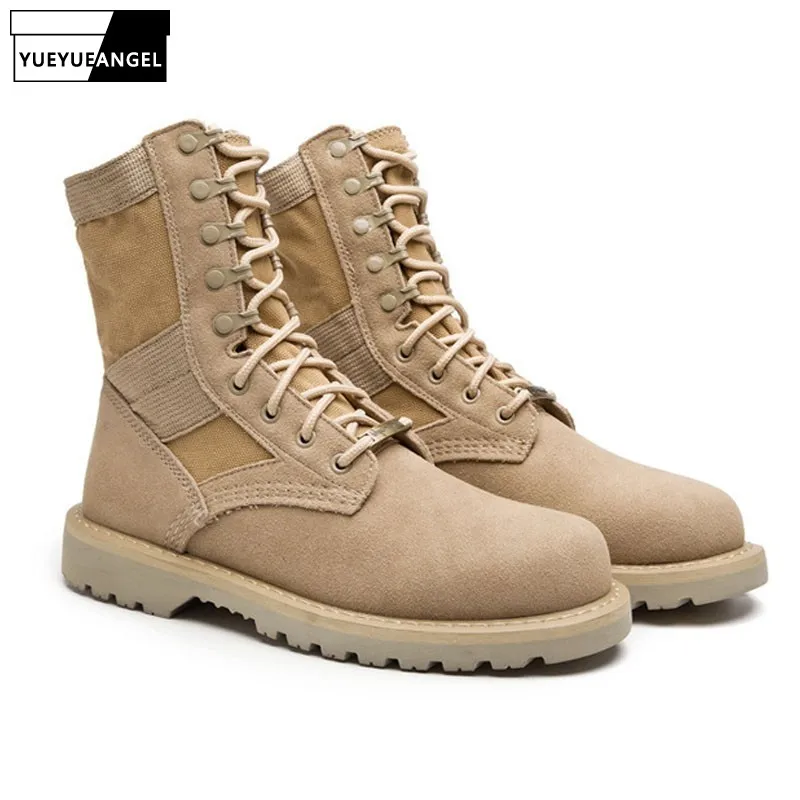 Vintage British Men Military Combat Lace Up Ankle Boots Army Safety