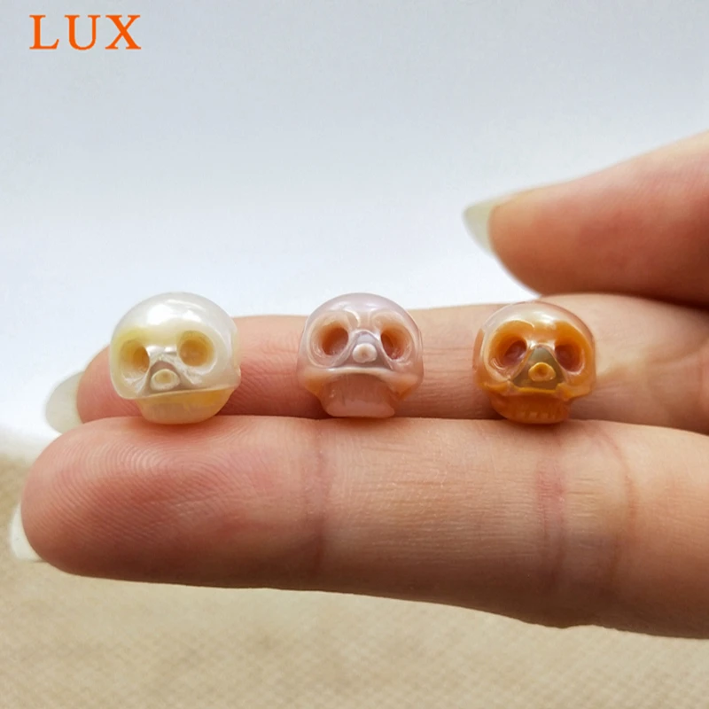 

HOT 10mm Pink white hand Carved Natural Freshwater Pearl Skulls Bead Beads Gem Pearls Skull Stone Charm rose purple AAA