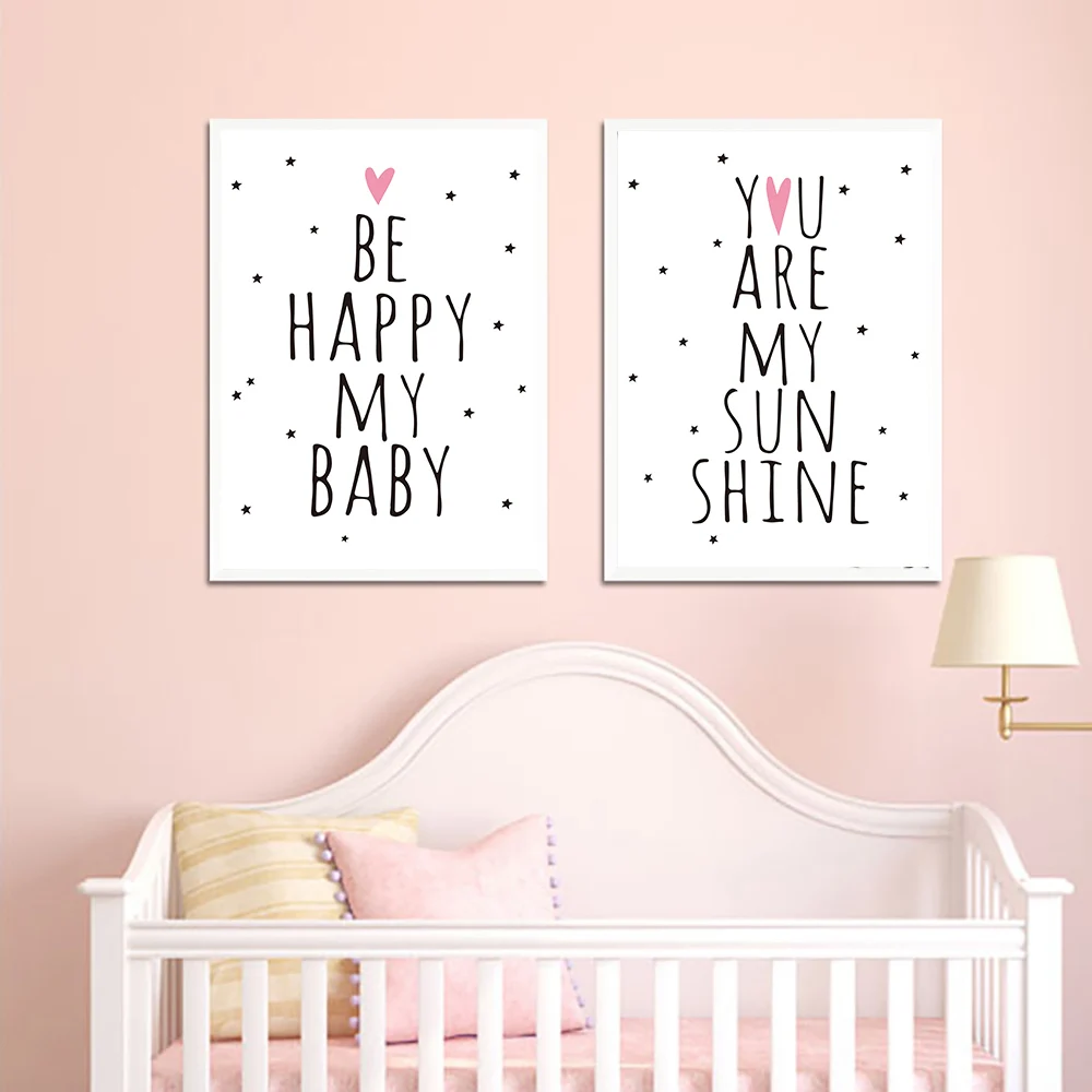 Cute Baby Posters And Prints Nursery Wall Art Kids Room Canvas Art Picture Heart Poster Cartoon Print Canvas Quote Unframed