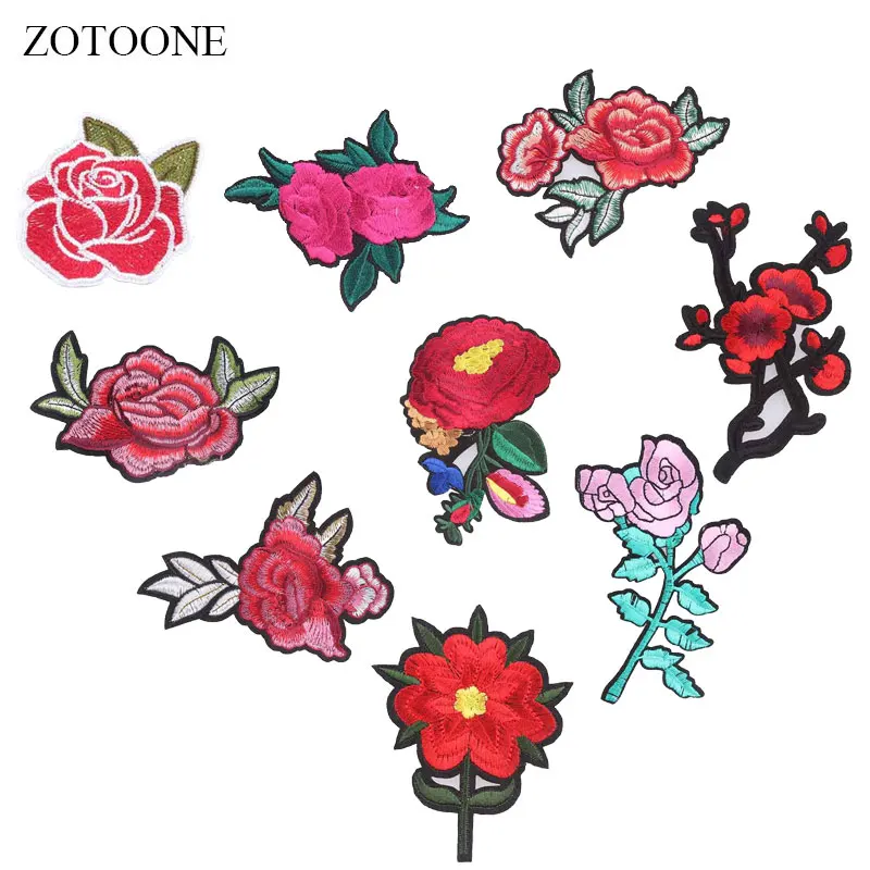 

ZOTOONE Rose Patch Flower Patches Diy Stickers Iron on Clothes Heat Transfer Applique Embroidered Applications Cloth Fabric G
