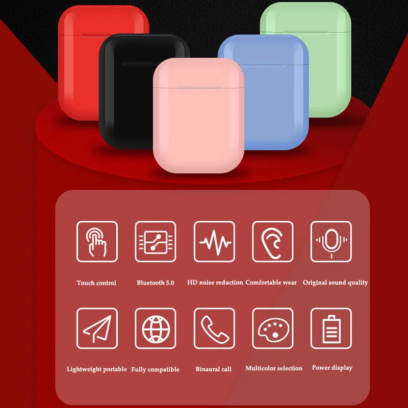 I10 TWS Наушники Беспроводные Bluetooth 5,0 наушники i10-Touch стерео наушники гарнитура для всех смартфонов PK i7s i9s i10 i11 i12 i13