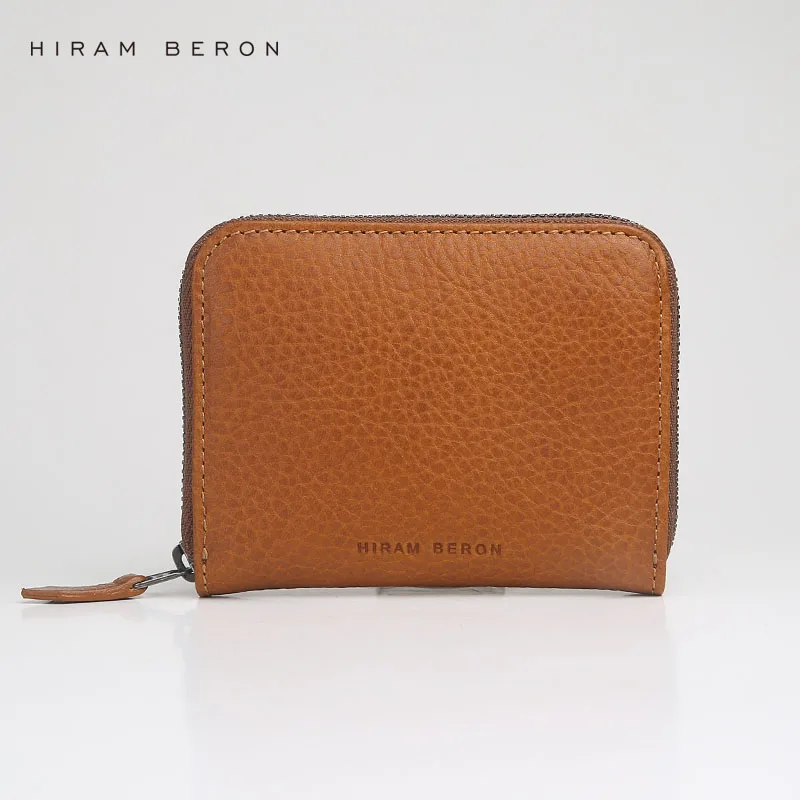 Hiram Beron унисекс кожаный держатель для карт на заказ ID мини кошелек растительный загорелый кожаный кошелек RFID блокирующий держатель из натуральной кожи - Цвет: Tan