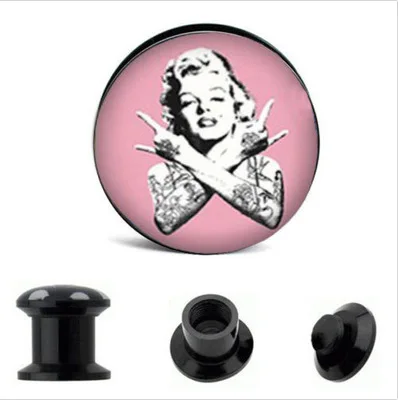 

MODRSA 2pcs Rock Monroe Ear Plugs and Tunnels Acrylic Earring Flesh Gauges Ear Expander 4MM - 16MM Body Piercing Jewelry