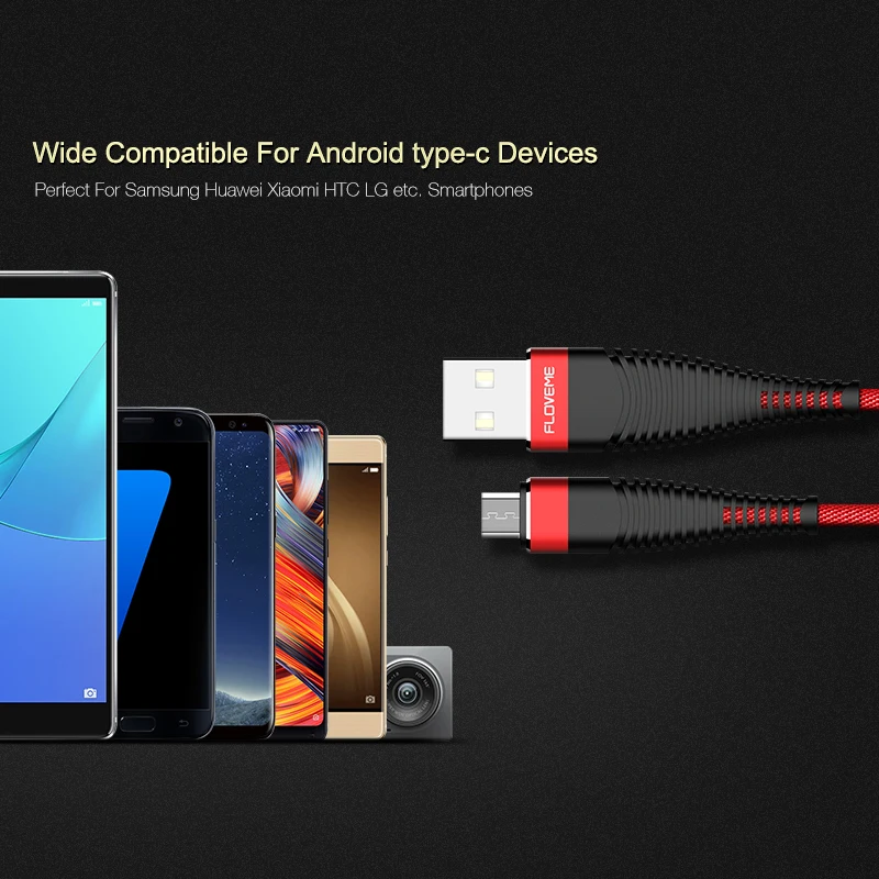 FLOVEME Micro USB кабель для samsung S6 S5 1 м 2 Привет растяжение нейлон синхронизации данных