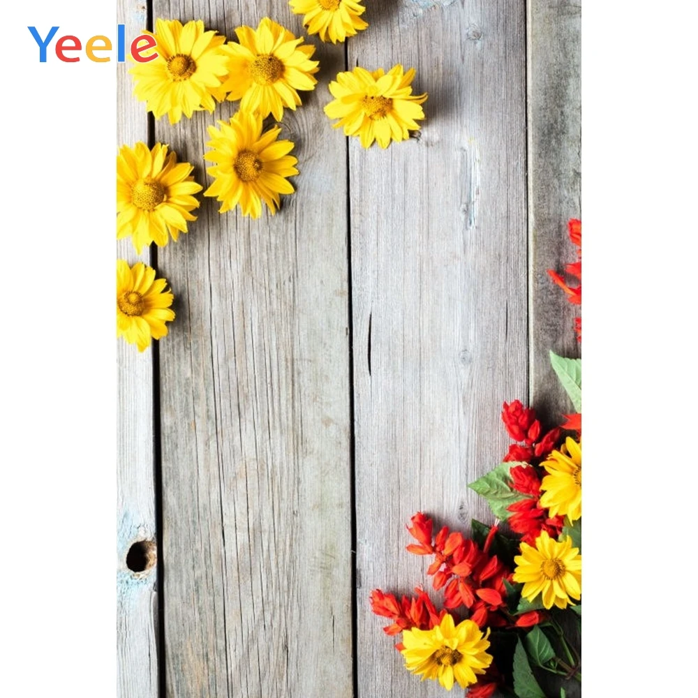 

Yeele Yellow Flowers Photographic Backgrounds Old Wood Planks Floral Photography Backdrops Personalized For The Photo Studio