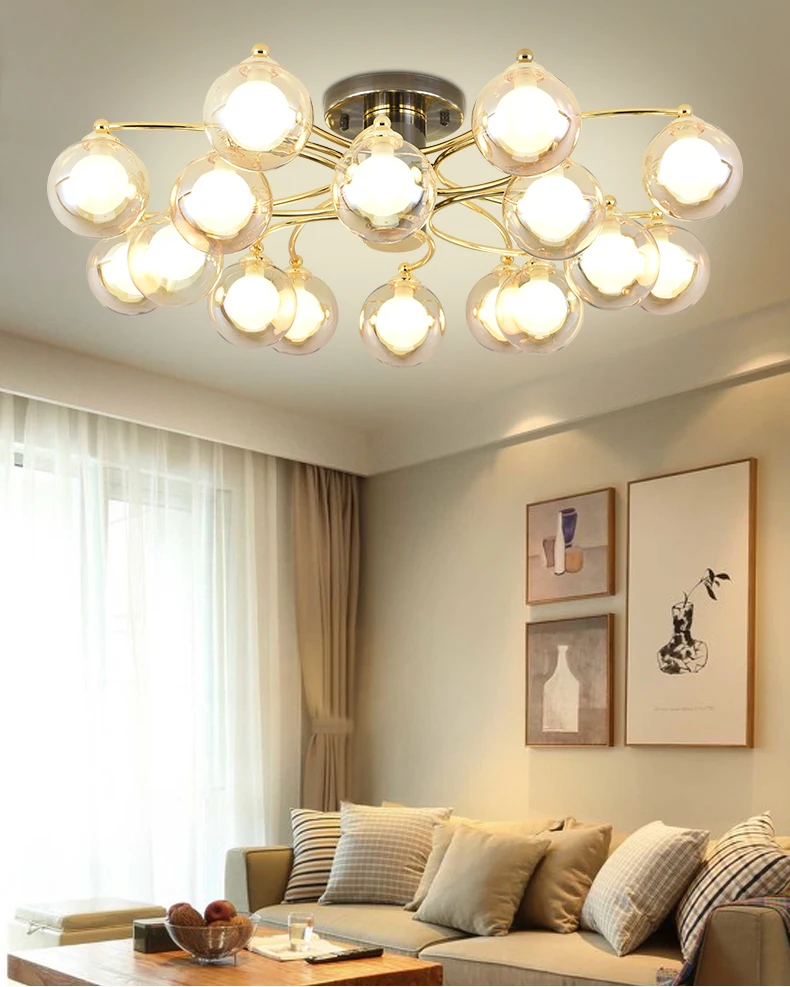Современная гостиная люстра на потолок Скандинавское стекло потолочный светильник с шарами светильник глобальная потолочная лампа/Освещение для дома в помещении