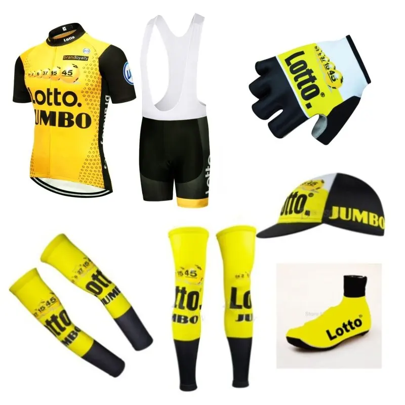 7 шт. полный комплект pro team lotto jumbo комплекты для велоспорта летняя быстросохнущая