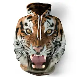 Mrwonder для мужчин любителей Хэллоуин 3D печатных худи в виде тигра животного Прохладный с длинным рукавом пуловер капюшоном