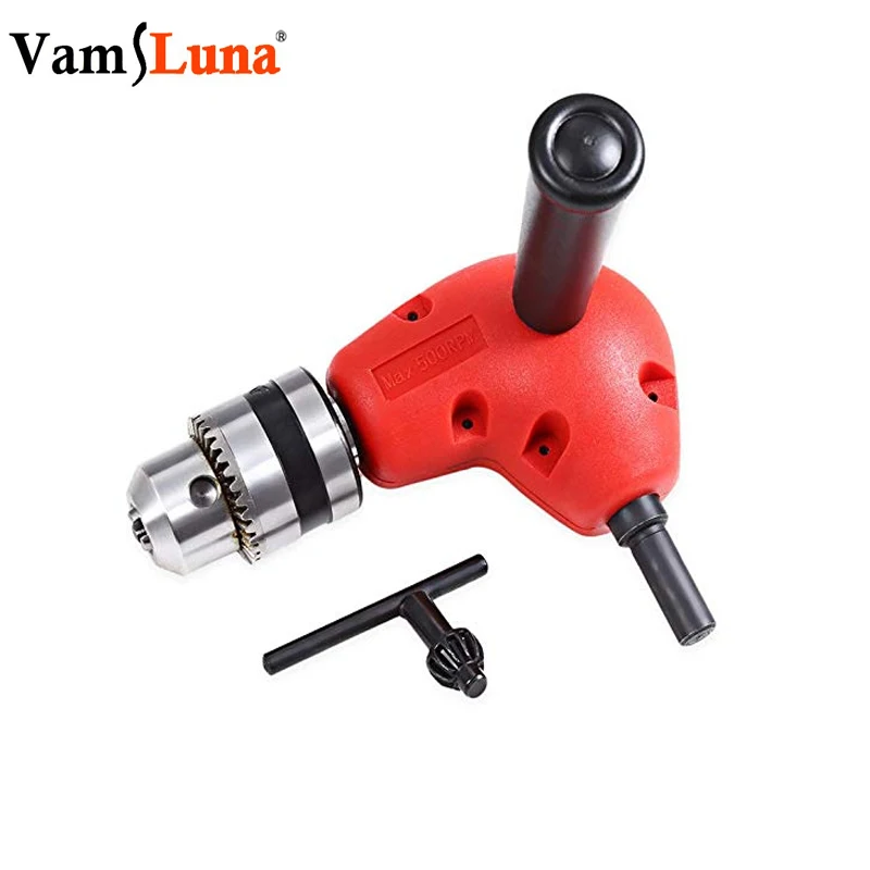 

1X Round Shank Right Angle Drill 90 Degree Electric Power Cordless Drill Bend Extension Chuck Drill Adapter With Keyless Chuck