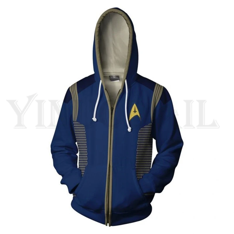 

Men and Women Zip Up Hoodies Star Trek Discovery Uniform Hooded Jacket Captain Suit Sweatshirt Fans Streetwear Cosplay Costume