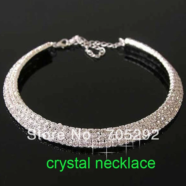 

Bridal Wedding Party 3 Rows Rhinestone Crystal Collar Necklace Dropshipping