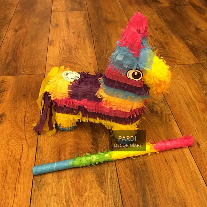 Маленький Радужный Ослик Pinata для детской вечеринки на день рождения, вечерние реквизиты