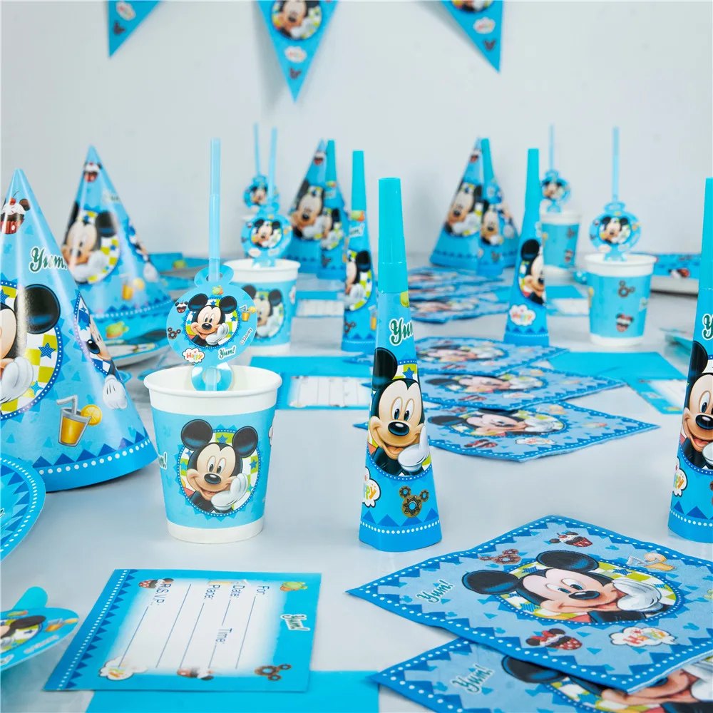 

Mickey theme birthday party decoration kids party party supplies party tableware party dress up layout
