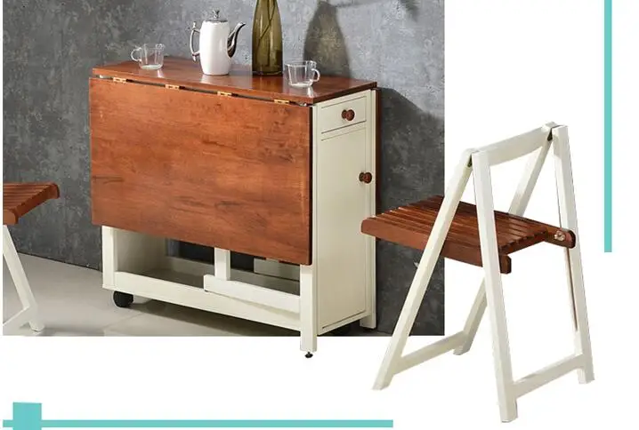 Stretch table. Fold the dining table and chairs.