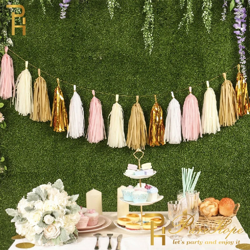 Rose Gold Wedding Decoration Foil Tissue Paper Tassel Garland Birthday Baby Shower Party Decoration Slinger Party Supplies Paper