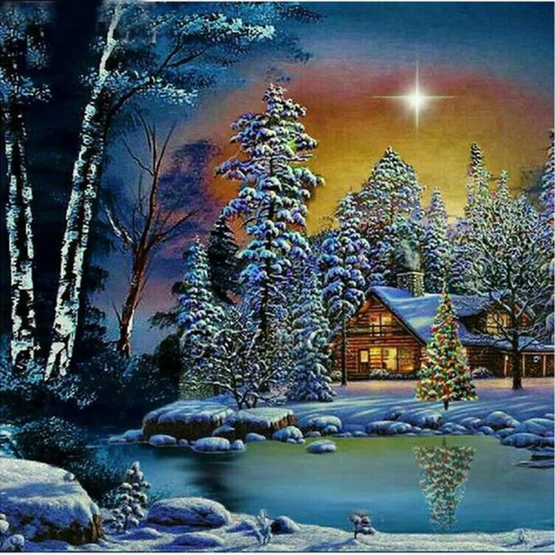 Full 5D Diy Daimond Painting winter landscape 3D Diamond painting round