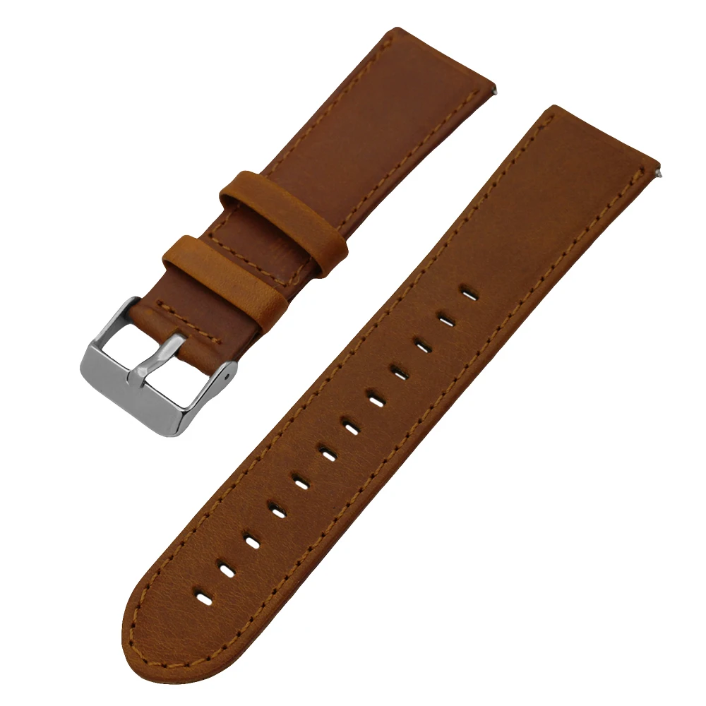 Ремешок кожаный для Fossil Watch Band быстросъемный браслет с петлей черный коричневый