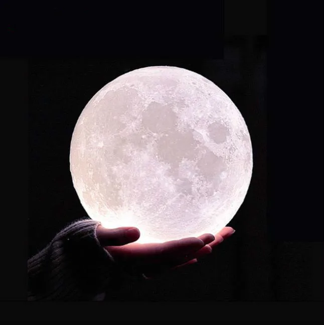 

3D Print Moon LED Table Lamps USB Chaged Touch/Remote Control LED Night Light 10 Levels Dimmable With 24 Key RGBW Controller