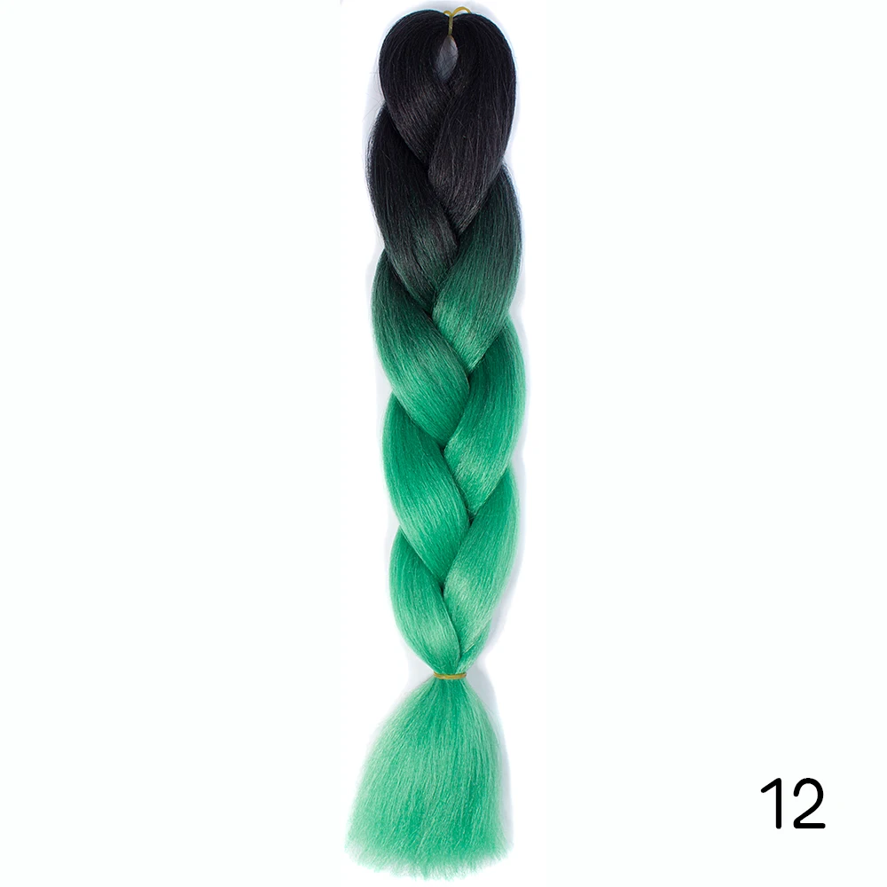 Волосы большие синтетические косы Омбре плетение волос коробка коса волос розовый фиолетовый зеленый серый желтый золотой Xpression косы - Цвет: #18