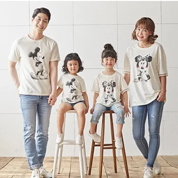 

Sister Brother Sets Family Matching Outfits Mouse Cotton Father and Son Clothes Mother and Daughter Clothes Striped Family Shirt