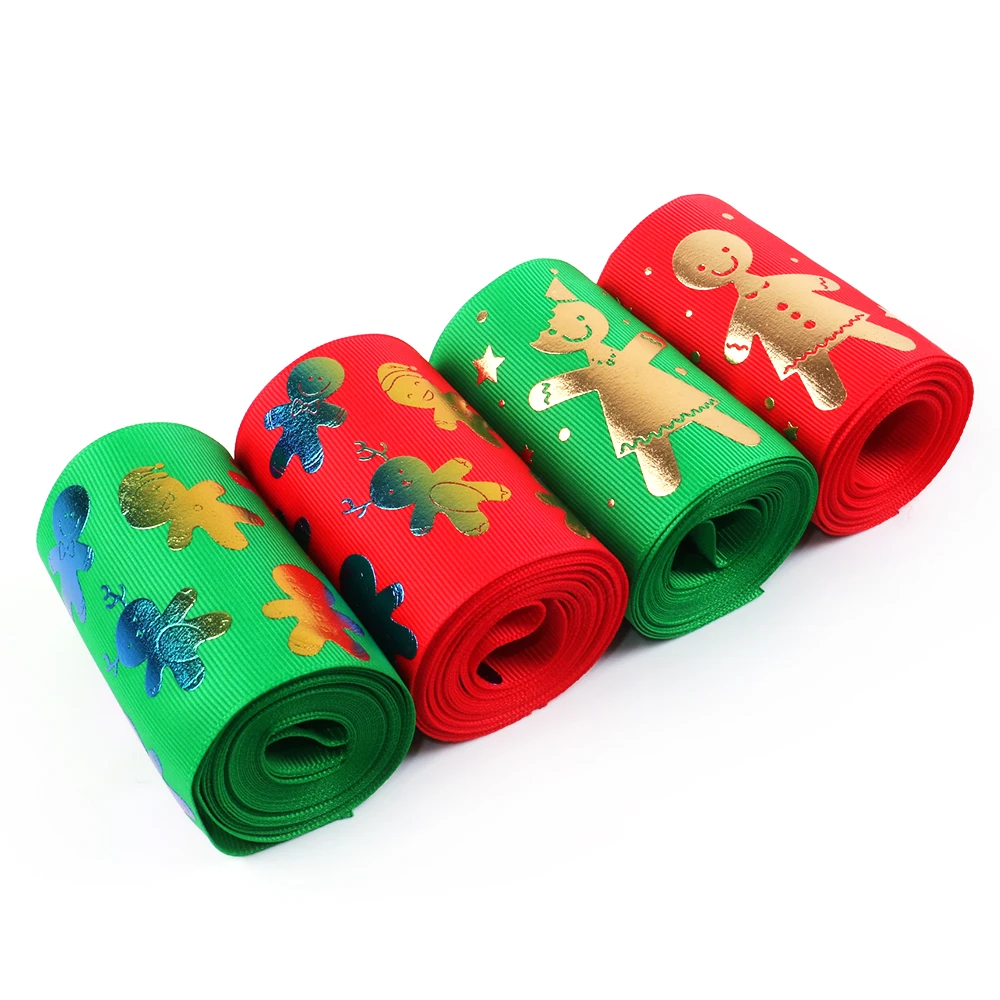 Новые 3 &quot75 мм Рождество Золотая фольга Grosgrain ленты&quot сделай сам &quotс бантом