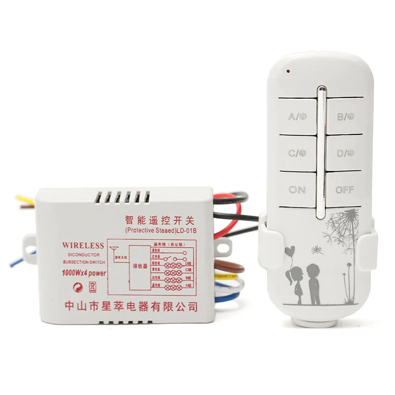 4 х канальный пульт дистанционного Беспроводной Переключатель 220V ON/OFF для светильник разделитель для ламп с цифровым передатчиком Лидер продаж