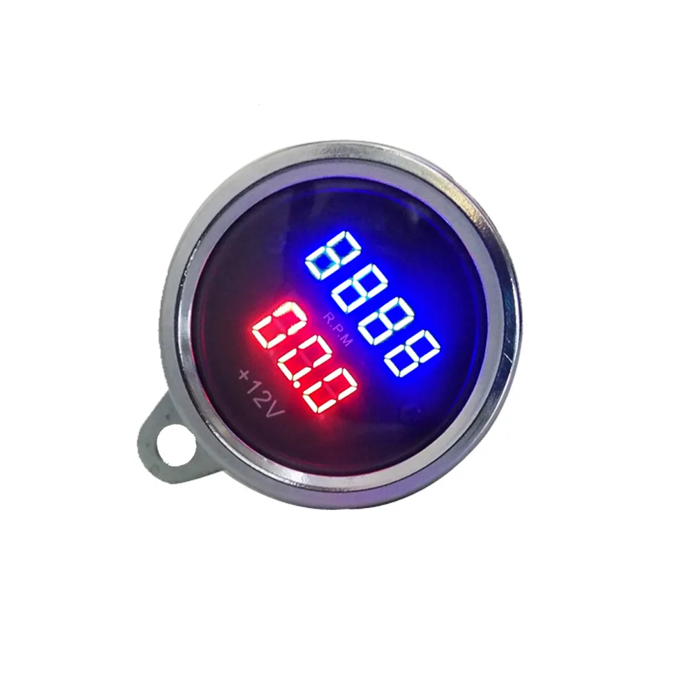 Calibre + Voltímetro Medidor de Tensão Motocicleta Medidor Reequipamento Digital Tacômetro Rpm Tach Combo Moto Scooter Atv Instrumentos Led 26 Instrumentos