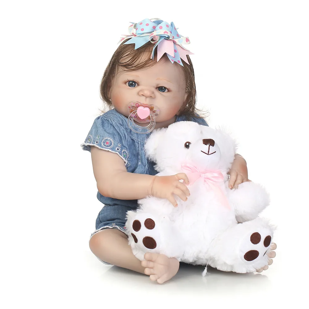 22 &quotbebe girl reborn dolls силиконовые куклы для всего тела укорененные гладкие волосы с
