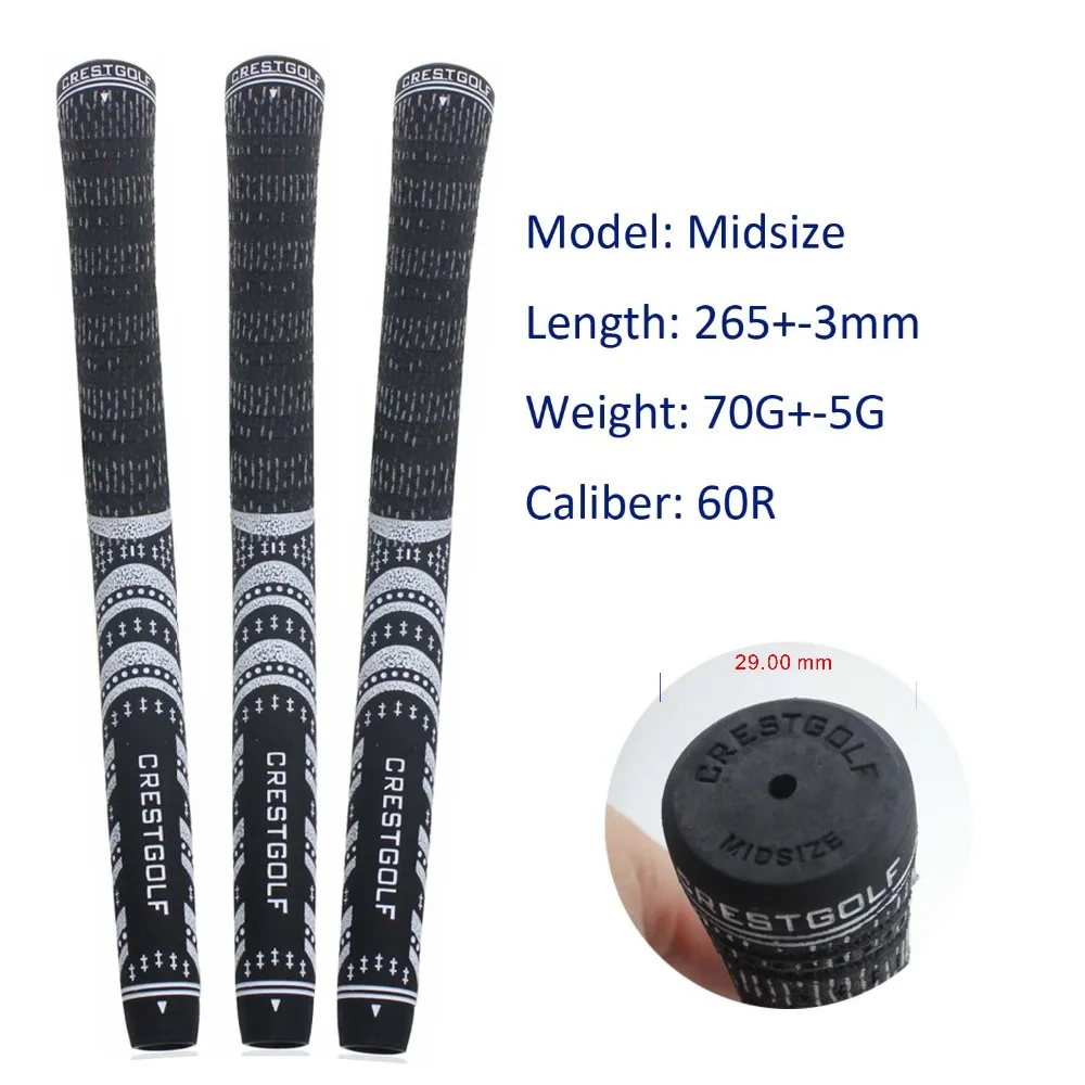 Crestgolf 10pcs/Pack Midsize 60R Carbon Yarn Anti-skid Golf Irons Grips Golf Club Grips 6 Colors Available