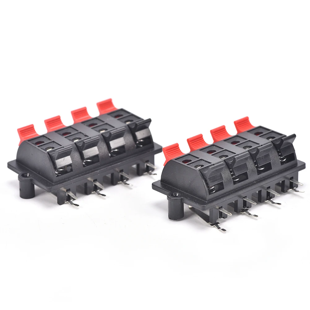 new 2Pcs Double Rows 8 Terminal 8 Position Spring Loaded Push Speaker Socket Connector Board