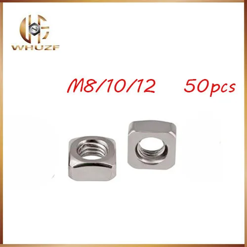 

50Pcs DIN557 GB39 M8 M10 M12 304 Stainless Steel Square Nut HW052