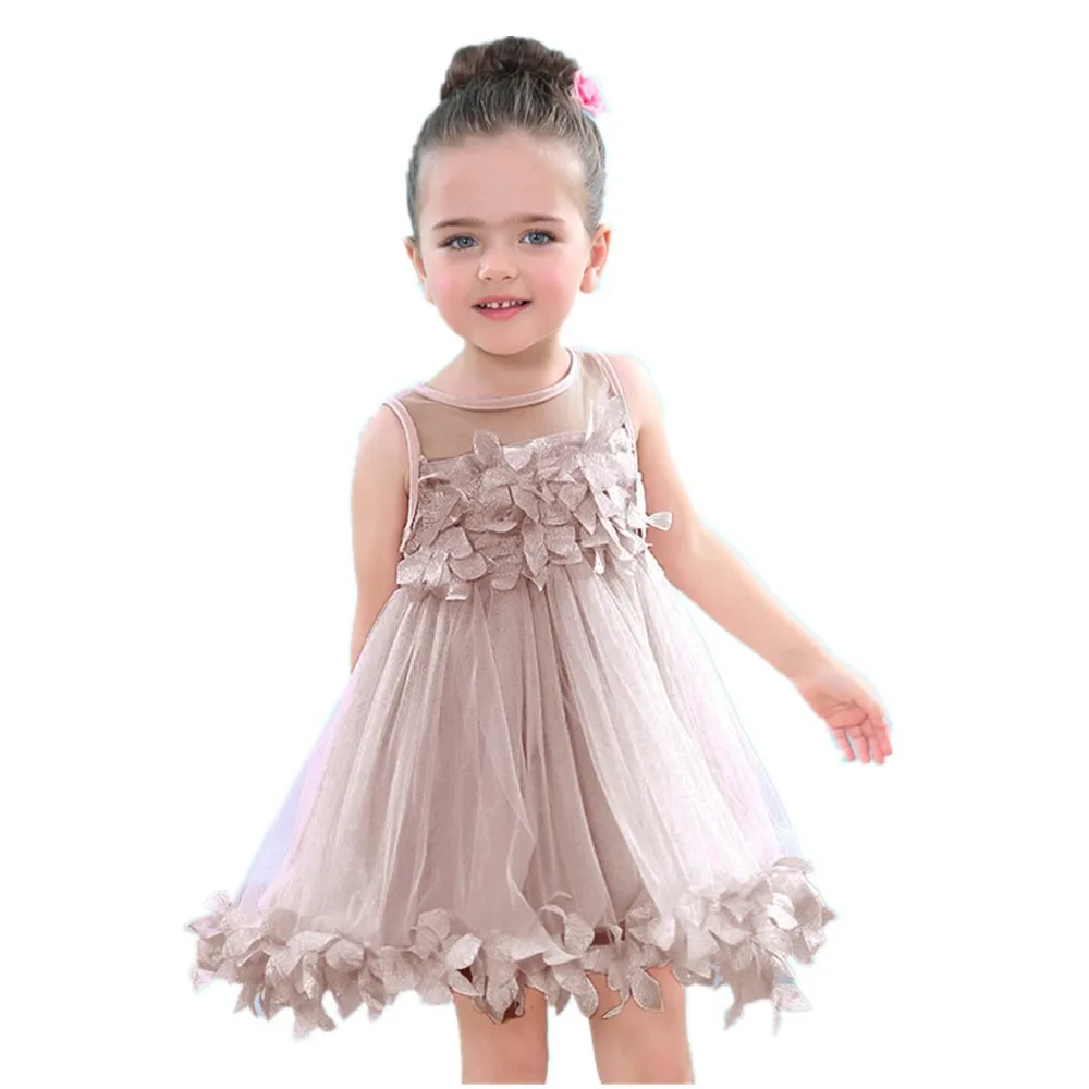 

Baby Summer Girls Clothes Applique Princess Dress girls dress long sleeve Children fancy girl dressesTutu Mesh ClothesDEC27