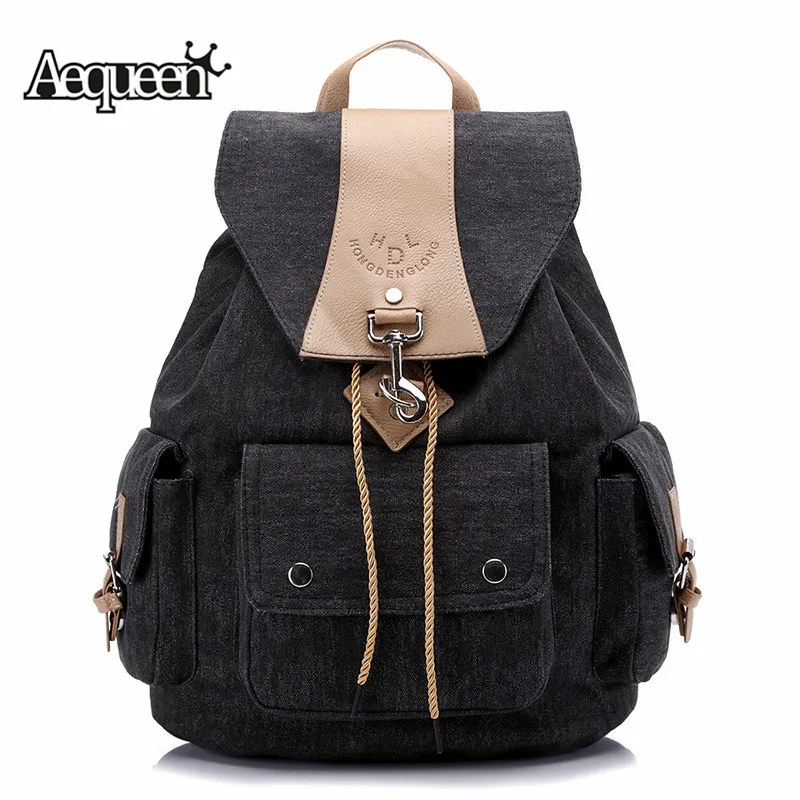 AEQUEEN Women Canvas Backpack Men's Black School Bag For Teenage Girls Lady Vintage Rucksack Laptop Shoulder Bags Female Mochila AEQUEEN Women Canvas Backpack Men's Black School Bag For Teenage Girls Lady Vintage Rucksack Laptop Shoulder Bags Female Mochila