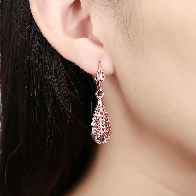 

Creative drop pendant earrings Europe and the United States explosion models tin alloy plating rose gold ladies earrings jewelry