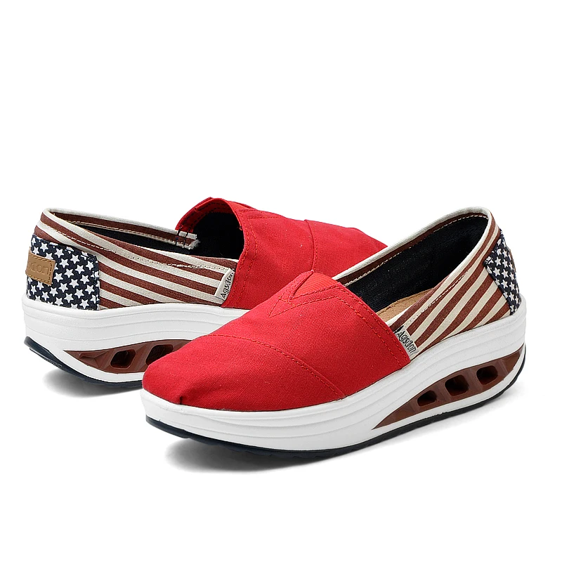 Agsdon Spring Autumn Canvas Loafers Women Brand Flat Shoes Elegant Female Slip On Footwear Fashion Platform Swedges Sway Design Women's Shoes