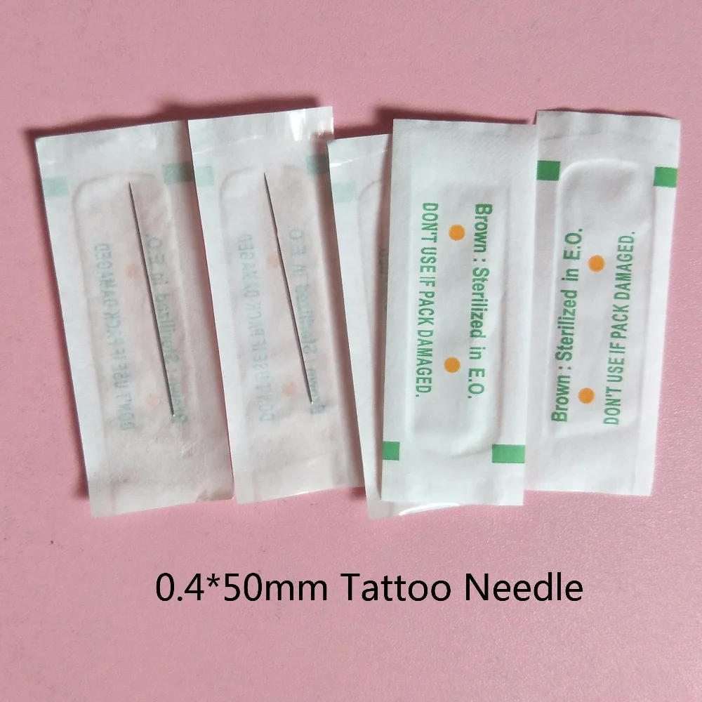 

100Pcs 0.4*50mm Single Tattoo Needles For Cosmetic Tattoo Makeup 1RL Eyebrow Tattoo Needles For Permanent Makeup