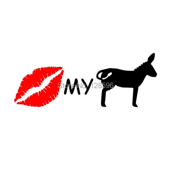 KISS MY ASS наклейка забавная для окна автомобиля виниловая Ослик губы дорога ярость