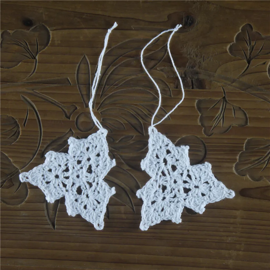 Small Crochet Snowflake Ornaments White Vintage Christmas