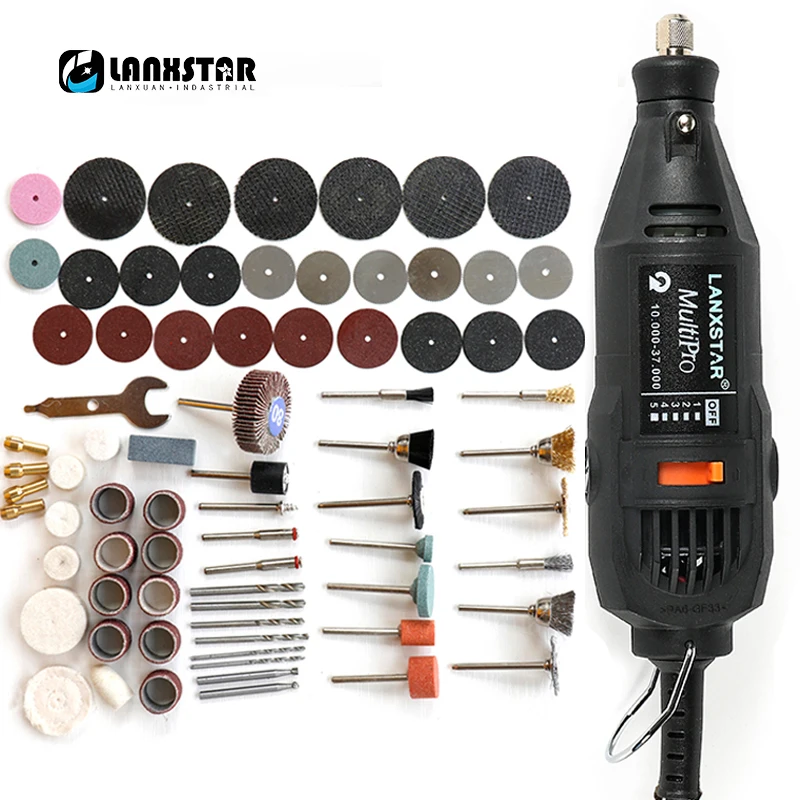 Lanxstar Dremel электроинструменты, электрическая мини дрель, полировальная машина, вращающийся инструмент с переменной скоростью с 106, аксессуары для электроинструмента