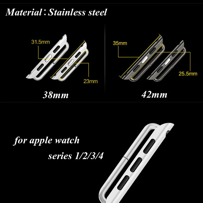 42 мм, 38 мм, версия разъем адаптера для apple watch band 44 мм 40 мм 2 шт. Нержавеющая сталь в адаптированном металлическом инструмент для наручных часов iWatch, 5/4/3/2 аксессуары