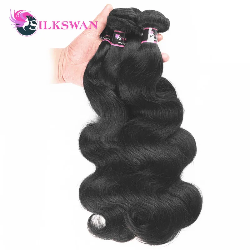 El pelo humano de la onda del cuerpo de la India del pelo Remy del cisne de Silkswan combina los paquetes de la onda del cuerpo de la India 8-30 pulgadas naturales color