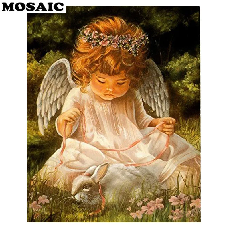 

Diamond Painting Angel and Rabbit Full Square Diamond Embroidery Cross Stitch Crystal Unfinished Decorative
