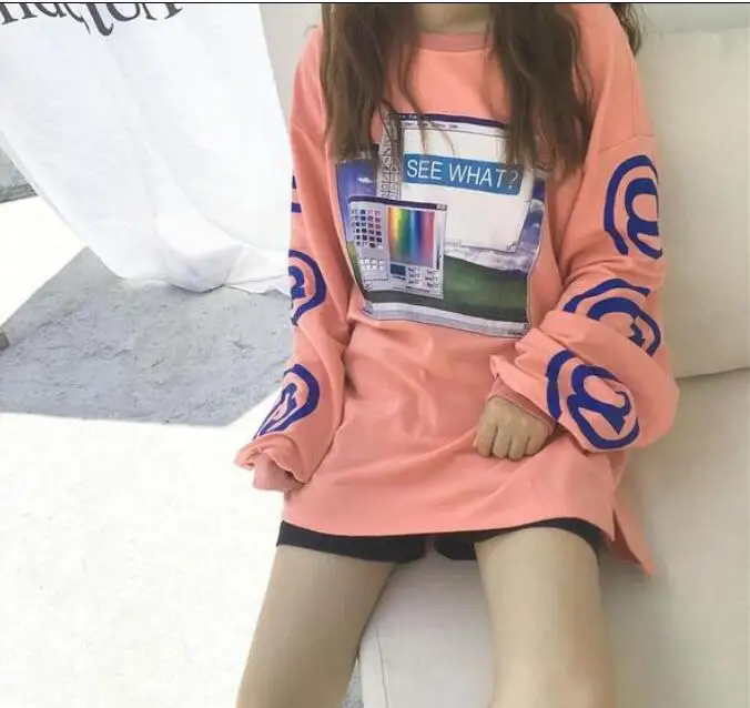 

Izmestyeva Autumn Harajuku Loose Funny Print Long Sleeve sweatshirt women 2 color
