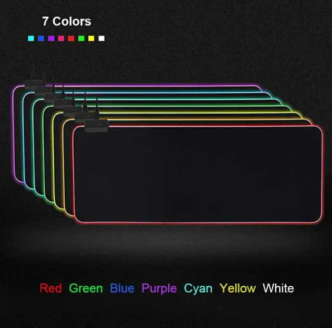 RGB 7 Красочный светящийся коврик для мыши, игровой светодиодный коврик для мыши с подсветкой для ПК, ноутбука, настольного компьютера, ноутбука, аксессуары - Цвет: A