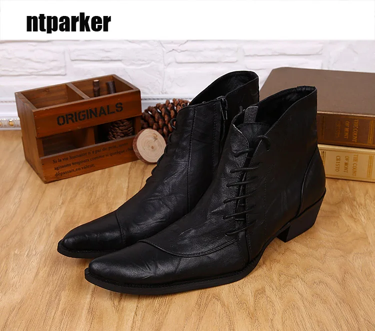 ntparker Fashion Japanes Style Fashion Man Boots Leather boots black